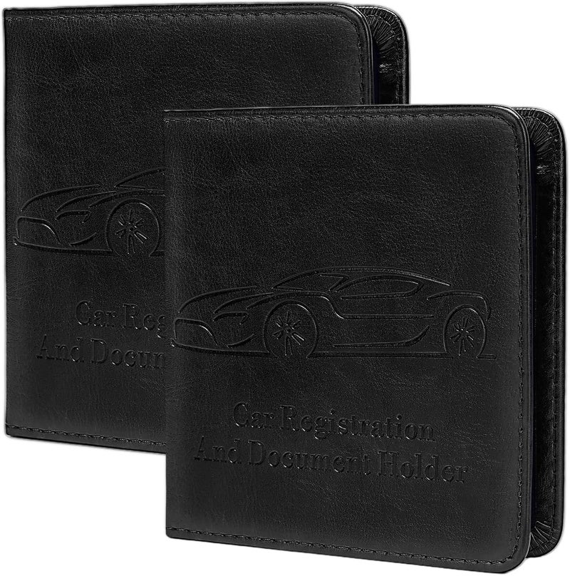 Peisicne 2-Pack Car Registration and Insurance Holder, Car Organization Vehicle Document Organizer with Magnetic Closure for Cards, License in Glove Box, Black - Image 1